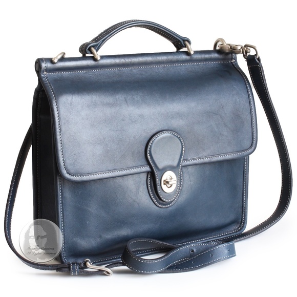 Coach Willis Bag Royal Blue Leather Silver HW Contrast Stitching 2005 HTF #9927 - Picture 3 of 12